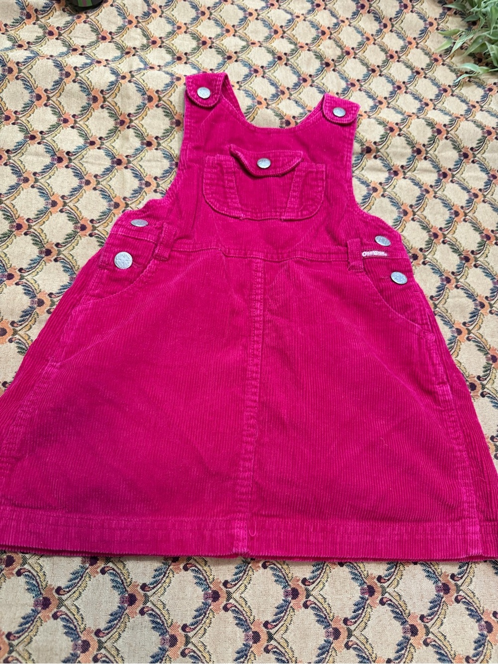 Girls' Pink Corduroy Overall Dress - vintage